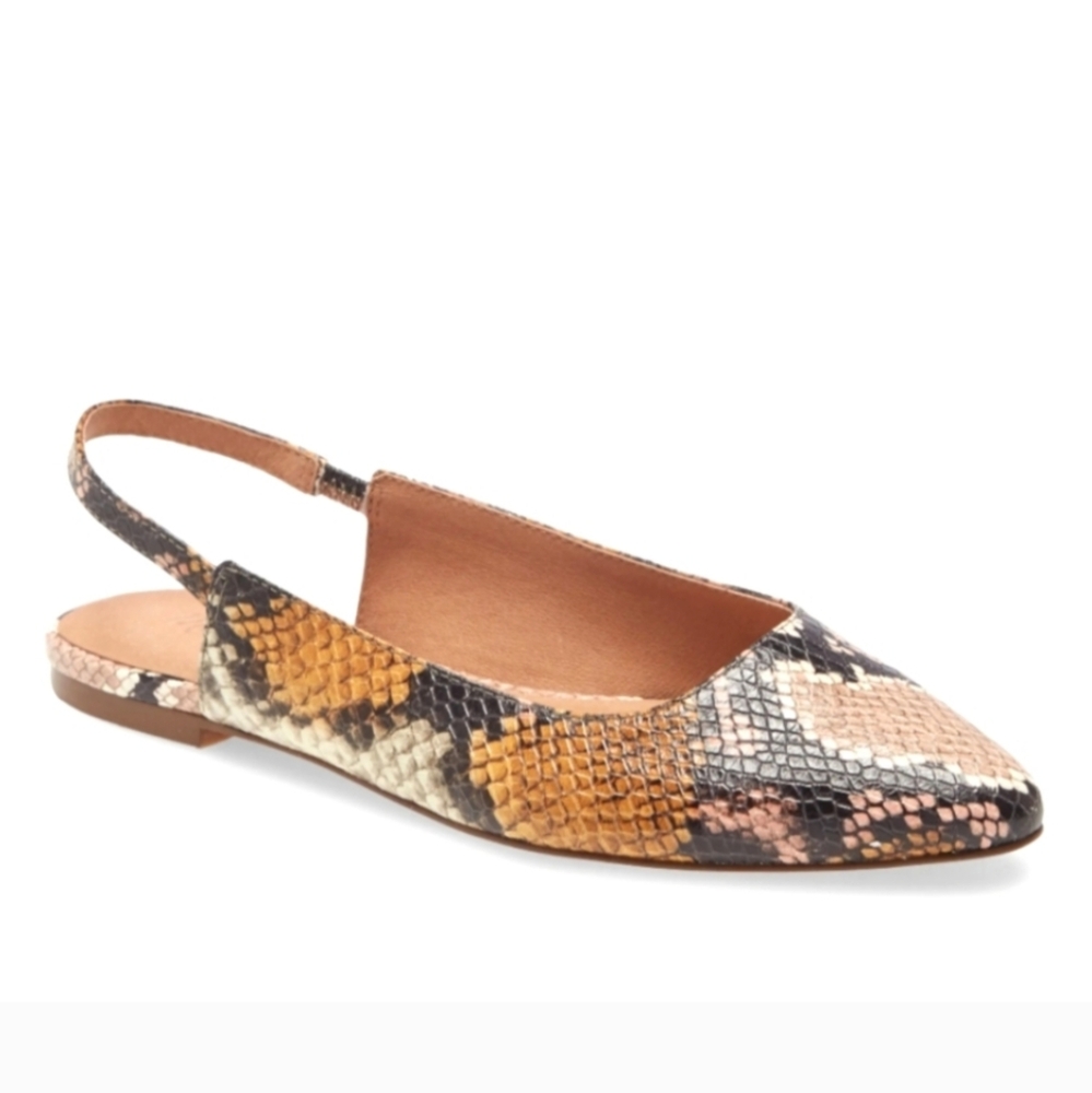 Stylish Snake Print Slingback Flats
